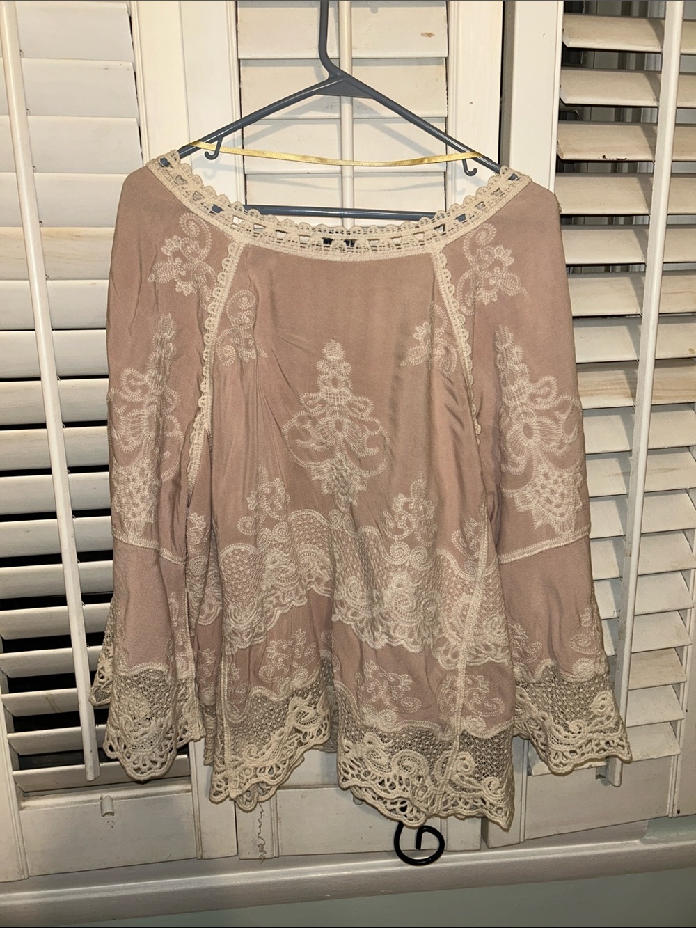Democracy Blush Pink Lace-Trim Scoop Neck Blouse - Picture 5 of 5
